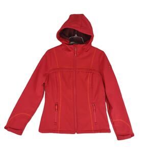 32 DEGREES Women's S Weatherproof Hooded Soft Shell Full Zip Jacket, Red Pockets